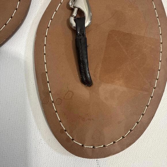 Coach Rue Black Patent Leather Flat Slingback Designer Thong Sandals 7.5 - Picture 14 of 14